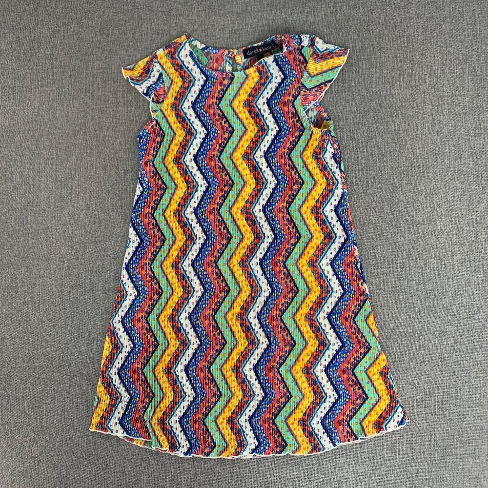 Derek Heart Girls Multicolor Pleated Dress Size Medium 10/12 Cap Sleeve‎